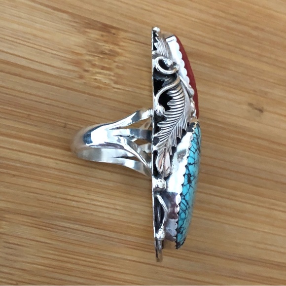 $226  Signed Large Native American Estate Ring  Signed RN (or RM) Size 9 & 3/4 - Picture 7 of 9